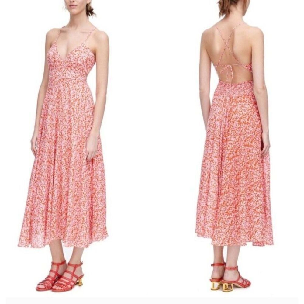 Rebecca Taylor Dress Size 8 Orange Provence Floral Maxi Dress